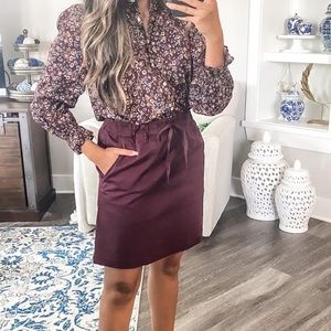Loft XS Petite Jogger Pocket Skirt maroon